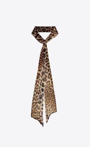 SAINT LAURENT ロングラヴァリエ（シルクシフォン/レオパードプリント）