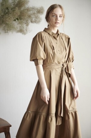 Estella.K タックドルマンシャツドレス