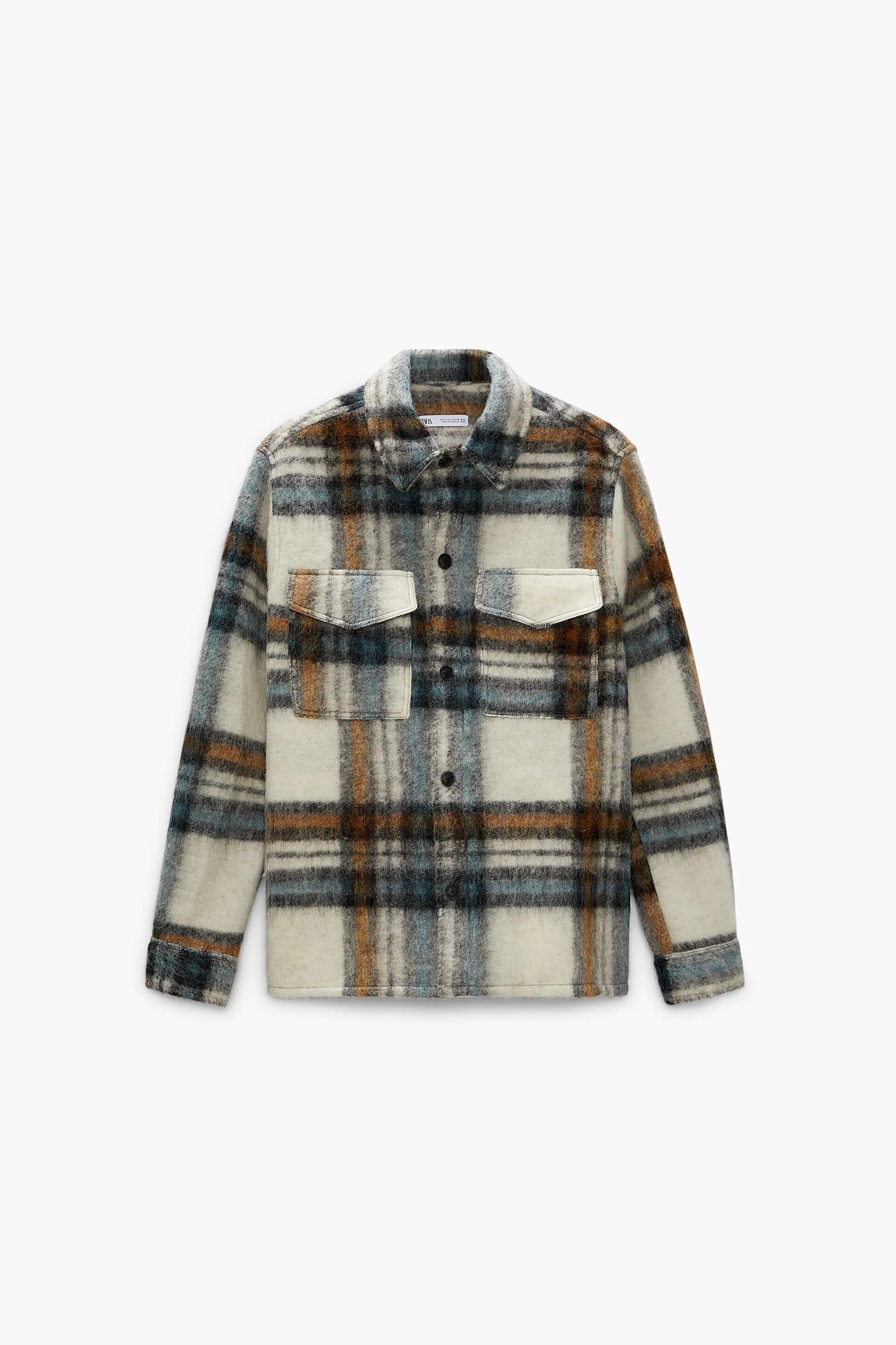 ZARA ウールミックス チェック シャツジャケット