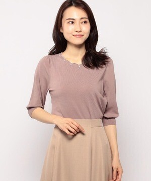 MISCH MASCH スカラ刺繍ビジューニット