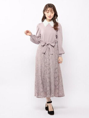 MISCH MASCH 衿ネックレス付ニットワンピース