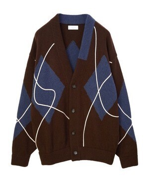 TAUPE TAUPE/トープ/Strain Argyle Cardigan/ストレインアーガイルカーディガン