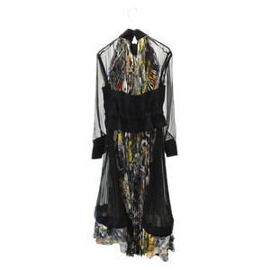 Sacai 19AW LOOK16 ×Jackson Pollock Studio 19-04674 ×ジャクソン・ポロックスタジオ グラフィックプリースシアースリーブワンピース