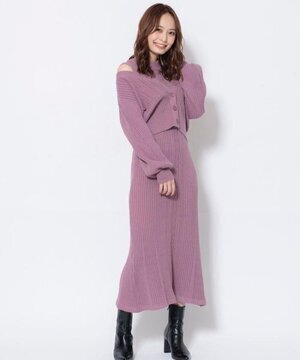 And Couture ケーブルニットカーディガン×スカート