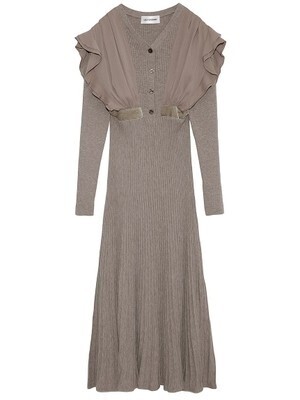 Lily Brown シフォンドッキングニットワンピース