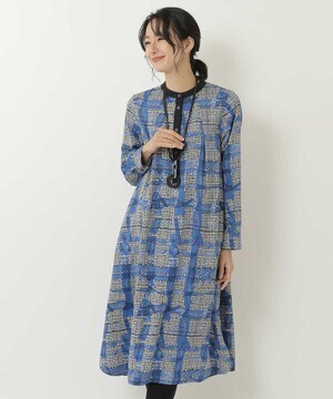 HIROKO BIS 【洗える】チェックプリントロングワンピース