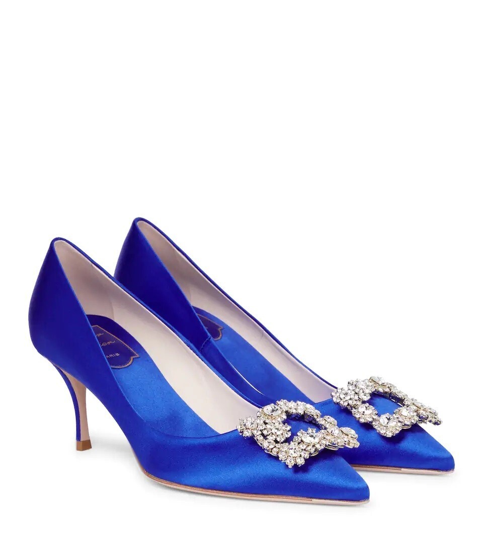 Roger Vivier Flower Strass 65 satin pumps