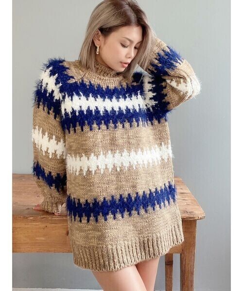 GYDA HANDライクボーダーニットTOPS