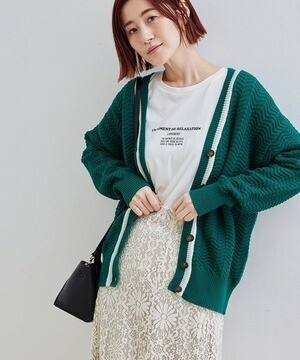 ROPE' PICNIC ヘリンボーン柄カーディガン