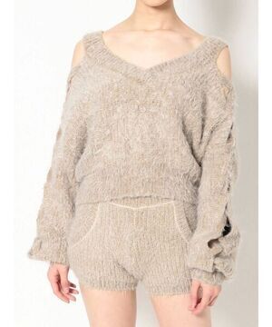 GYDA レースアップシャギーニット TOPS