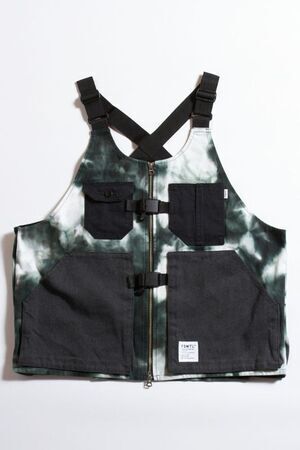 FDMTL TIE DYE UTILITY VEST BLACK
