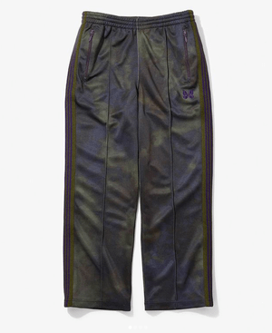 NEEDLES Track Pant - Poly Smooth / Uneven-Dye Printed / Olive / Eggplant