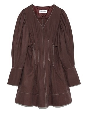 Lily Brown ピーチ起毛タックデザインミニOP