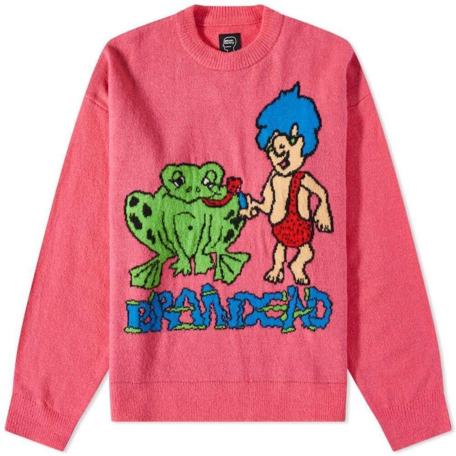 BRAIN DEAD Buddies Crew Sweat Fuscia