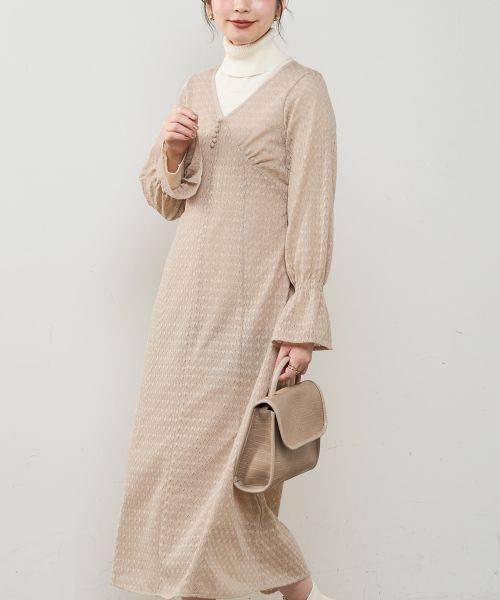 natural couture ぽこぽこレースレトロワンピース