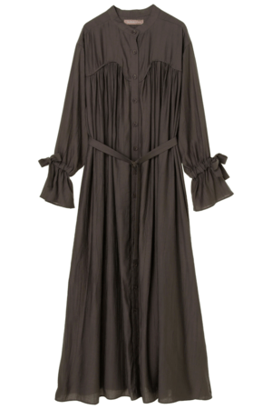 ALEXIA STAM Stand Collar Maxi Dress Brown