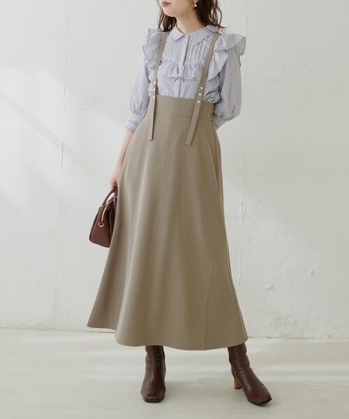 natural couture ドット釦デザイン2WAYスカート
