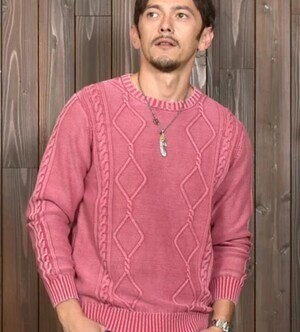 In’crewsive 5ゲージ ストーンウォッシュ ケーブル編み セーター