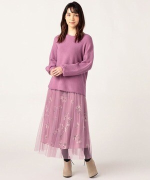 LAISSE PASSE フラワー×チュールプリーツスカート