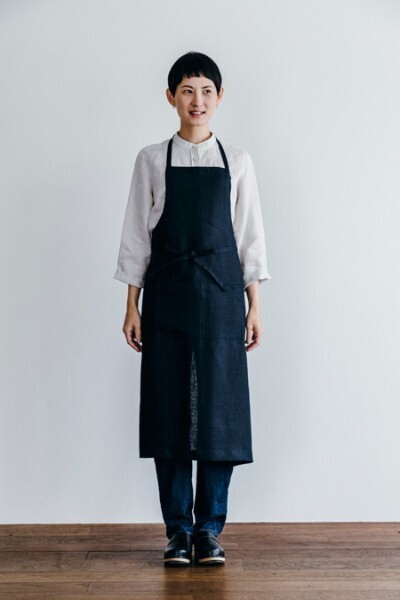 fog linen work リネンフルエプロン　ネイビー