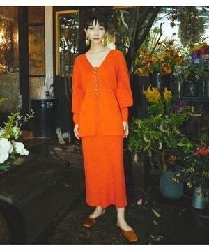 HeRIN.CYE バックスリットリブニットスカート