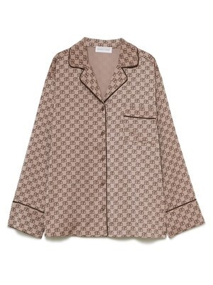 SNIDEL HOME モノグラムサテン開襟トップス