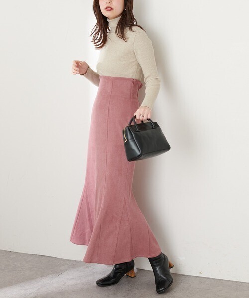 natural couture ハイウエストスエードマーメイドスカート