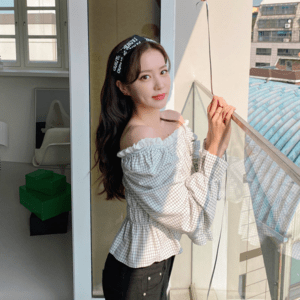 ATTRANGS「アットランス」 【即日発送可能】bs5892 チェックレースシャーリングブラウス