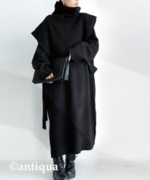 antiqua レイヤードワンピース ワンピース ロング ニットワンピ ・pw-00014