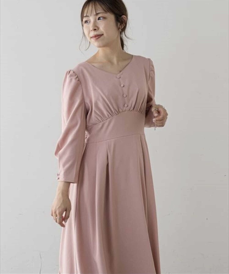 natural couture パフスリーブお上品ワンピース