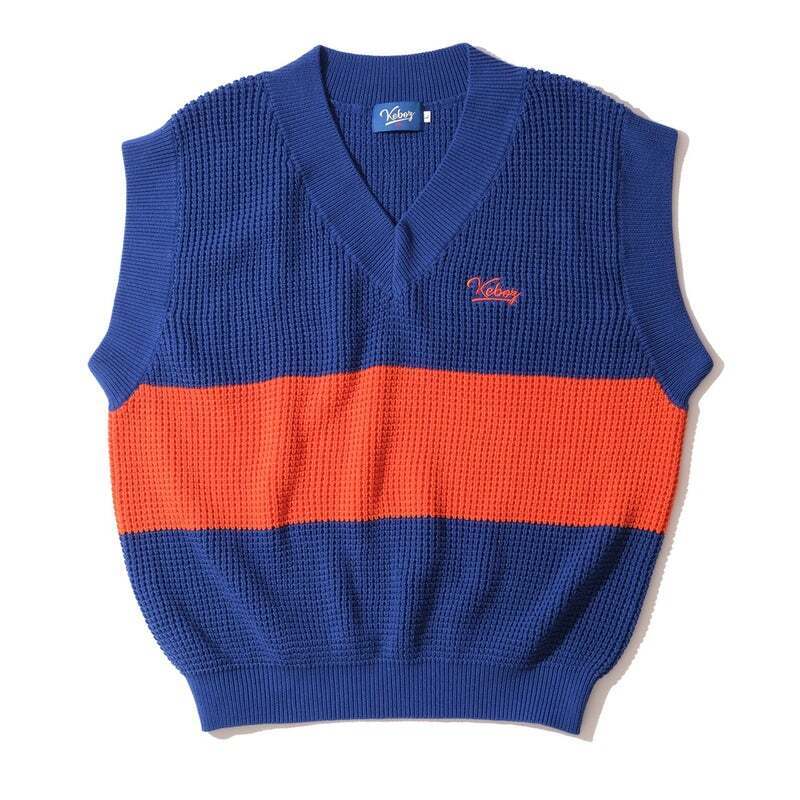 KEBOZ 2TONE KNIT VEST【BLUE×ORANGE】