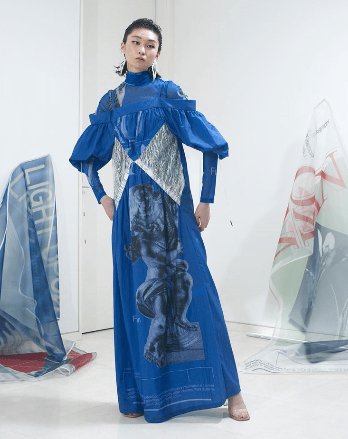 YOHEI OHNO Spring2022 X shirring dress (angel printed)