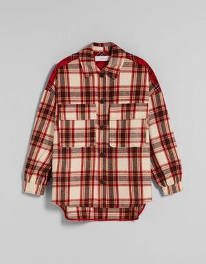 Bershka コントラスト チェック シャツジャケット