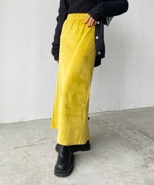 SHAGGIE バックスリットベロアロングスカート