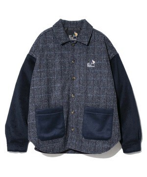 go slow caravan WOOL混切替 BIGシャツJK