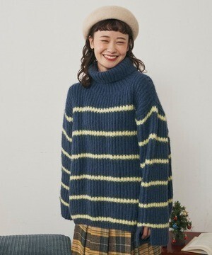 merlot パネルボーダーBIGニット