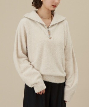 NEUNA モヘアシャギーハーフジップニット