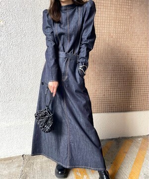 Ameri VINTAGE POWER SHOULDER DENIM SET UP