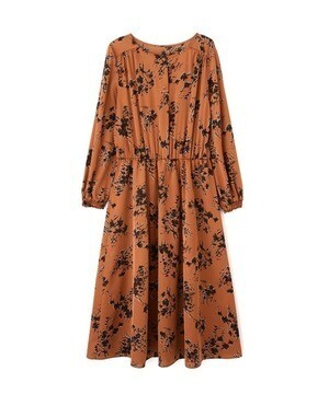 NATURAL BEAUTY BASIC シルエットフラワープリントワンピース