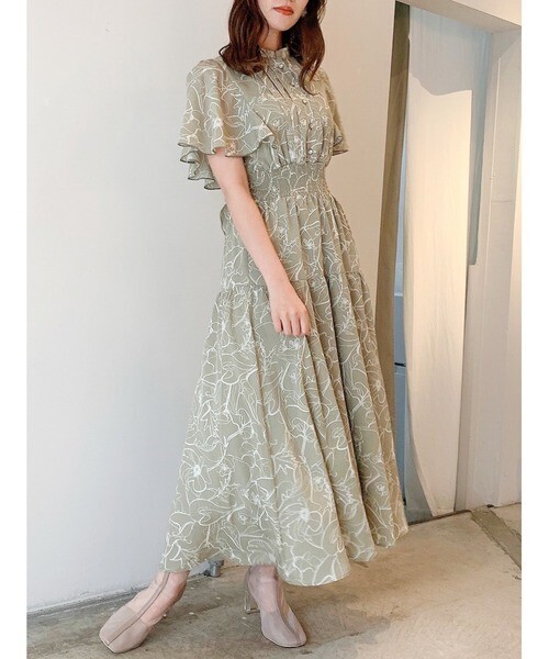 dazzlin バックリボンプリントワンピース
