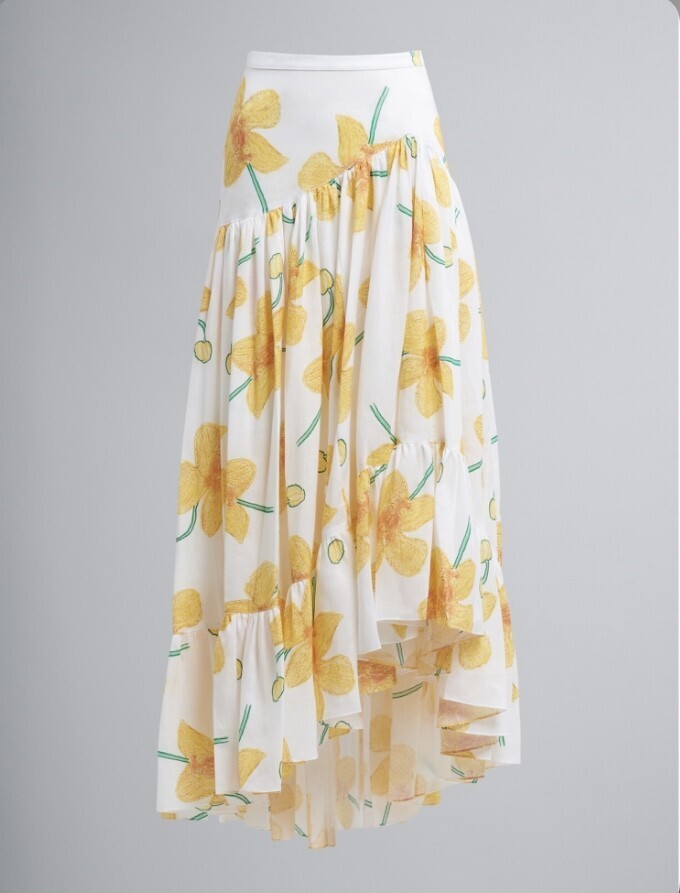 MARNI ORCHIDSプリント ラミー製スカート