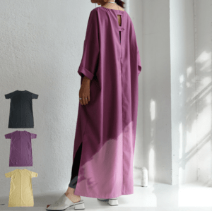 antiqua ワンピース レディース 七分袖 ロング マキシ丈・pk-00744