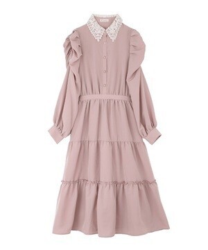 axes femme レース襟マトン袖ワンピース