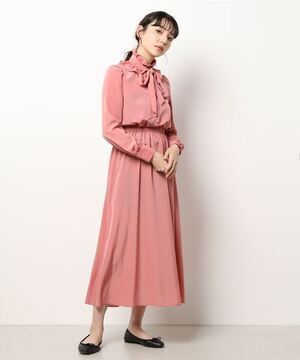 LOULOU WILLOUGHBY ヴィーナスデシンフリルボウタイワンピース