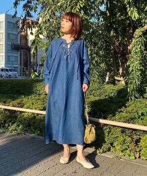 un dix cors 前後楽しめる 2wayレースアップデニムワンピース