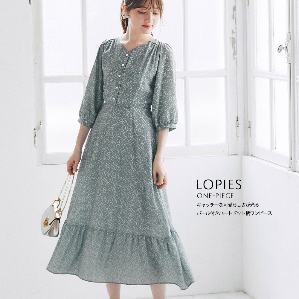 tocco 【lopies】パール付きハートドット柄ワンピース