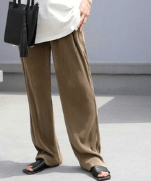 antiqua サテンプリーツパンツ セルフカット パンツ レディース・ma-00002