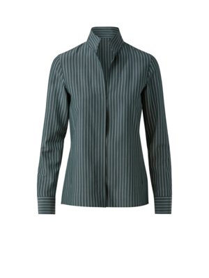 Akris シルククレープストライプ・スキッパーブラウス