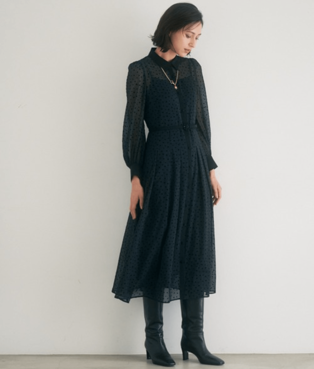 ANAYI スターフロッキーシャツ　ワンピース