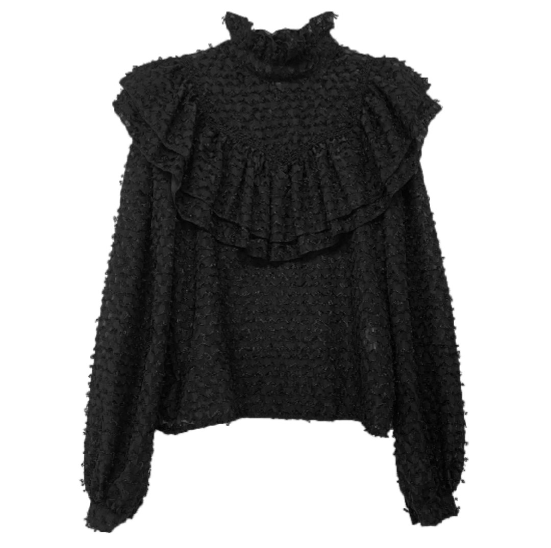 SAAAGE boutique シャギーフリルハイネックブラウス 22SS